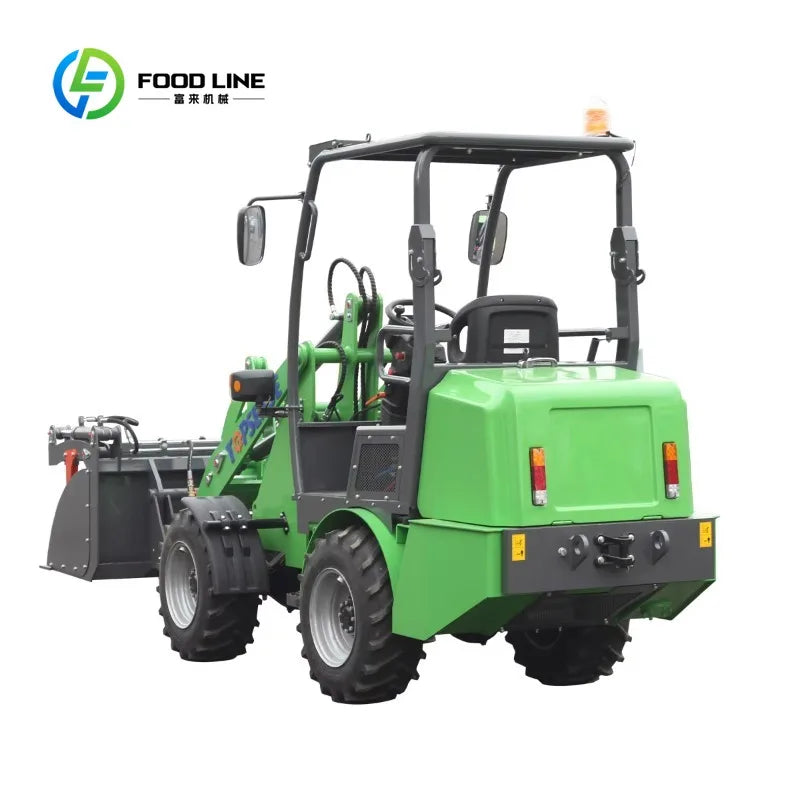 Customized 1 Ton Mini Electric Front End Wheel Loader With Manure Bucket For Farm Livestock Waste Handling