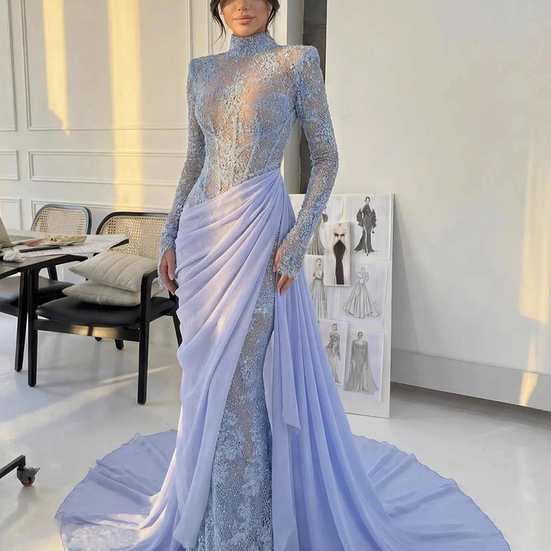 Prom Dress Elegant Vintage Sweet Lilac Mermaid Lace | SAMAG