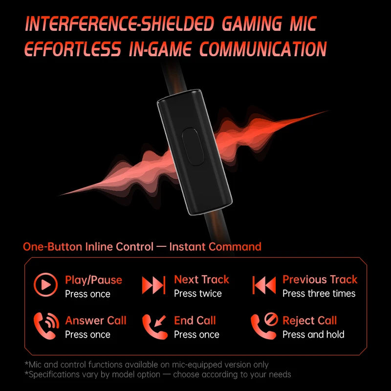 ND LEO HiFi Headphones Dynamic Drive Game Earphone Stereo Bass Earbud DJ Music Cancelling Sport Headsets with Detachable Cable