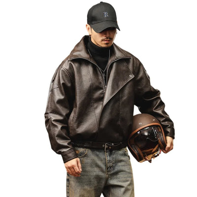 Winter Faux Fur Liner Leather Bomber Jacket Men | SAMAG