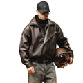 Winter Faux Fur Liner Leather Bomber Jacket Men Streetwear Fashion Loose Thicken Leather Casual Vintage Motorcycle Jacket Coat