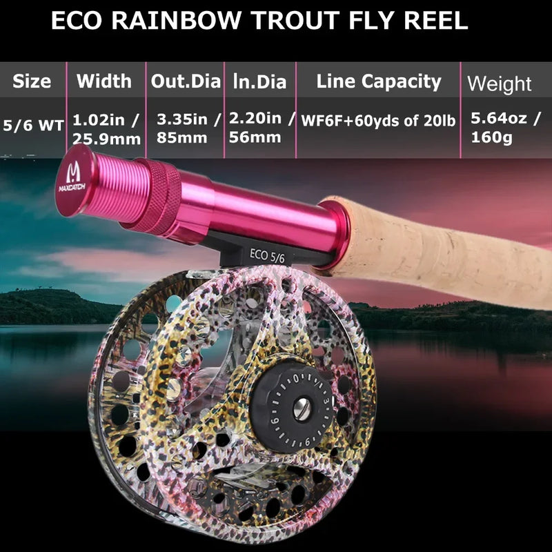 Maxcatch Elegant Fly Fishing Rod Combo 6'6"/9' 2/5WT Fly Rod Reel Line Flies Lures Kit Storage Box Travel Fishing Set Trout Bass