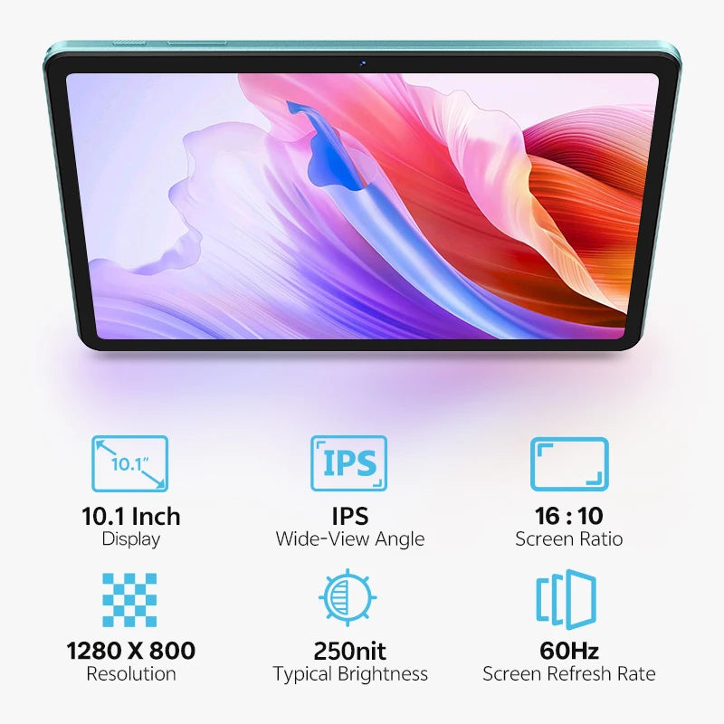 SVITOO Tablet For Kids 2026 Android 16 10.1 Inch Unisoc T7250 Octa-Core Processor 4GB Physical RAM + 16GB Virtual RAM 128GB ROM 1TB Expandable 6600mAh Battery Dual Band 2.4GHz 5GHz WiFi 5 Bluetooth 5.0 GPS Widevine L1 With Ca