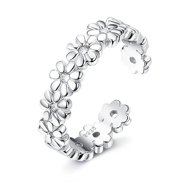 Fansilver S925 Sterling Silver Toe Rings for Women Adjustable White Gold Plated Flower Cz Snake Twist - Visuel 10 | SAMAG