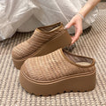 Women Ladies Summer Hollow Knit Mesh Chunky Wedge Heels Platform Round Toe Clogs Slides Casual Lazy Mules Sandals Slippers Shoes