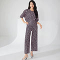 Miyake Fashion Women's Suit 2026 Summer High-end Striped Print Round Neck Loose T-shirt Straight Pants Two-piece Set