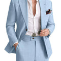 Mens Linen Suit 2 Piece Casual Suits for Men Summer Beach Groom Wedding Suit Linen Blazer Pants Set