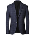 2025 Spring  Autumn New Blue Checkered Non-iron Suit Jackets for Men,black Light Business Casual Men Blazer Slim Fit, Asian Size