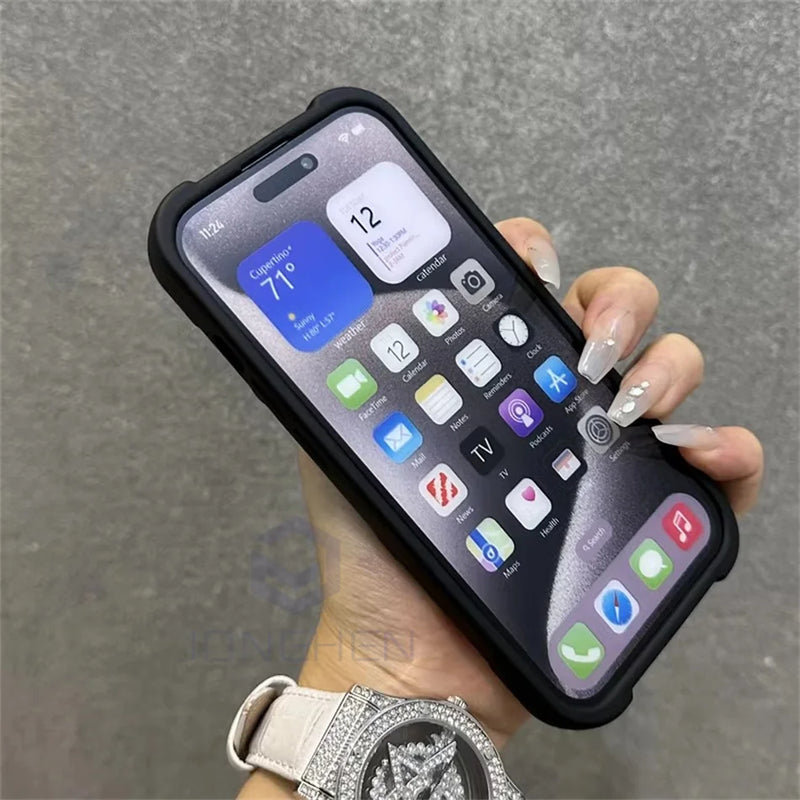Fashion Matte Hollowed Flame Case For iPhone 15 14 Plus 13 12 16 Pro Max Creative Heat Dissipation Soft Frosted Shockproof Cover