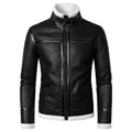 Winter Men Fleece-Lined Thicken Fur Integrated Leather New Men Leather Clothing with Stand Collar Lambswool Leather Jacket