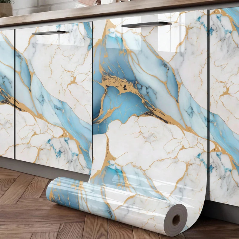 PVC 60cm waterproof marble self-adhesive wallpaper bathroom cabinet countertop contact paper waterproof wall sticker
