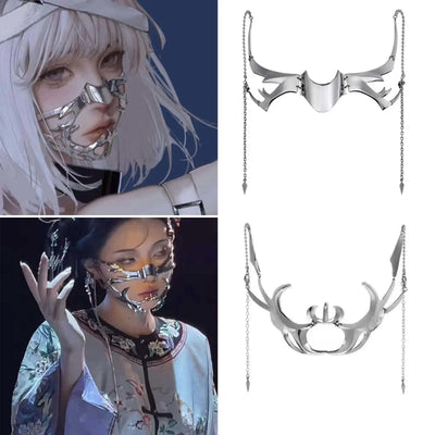 Exaggerate Cyberpunk Luxury Women Mask Fashion Metal | SAMAG