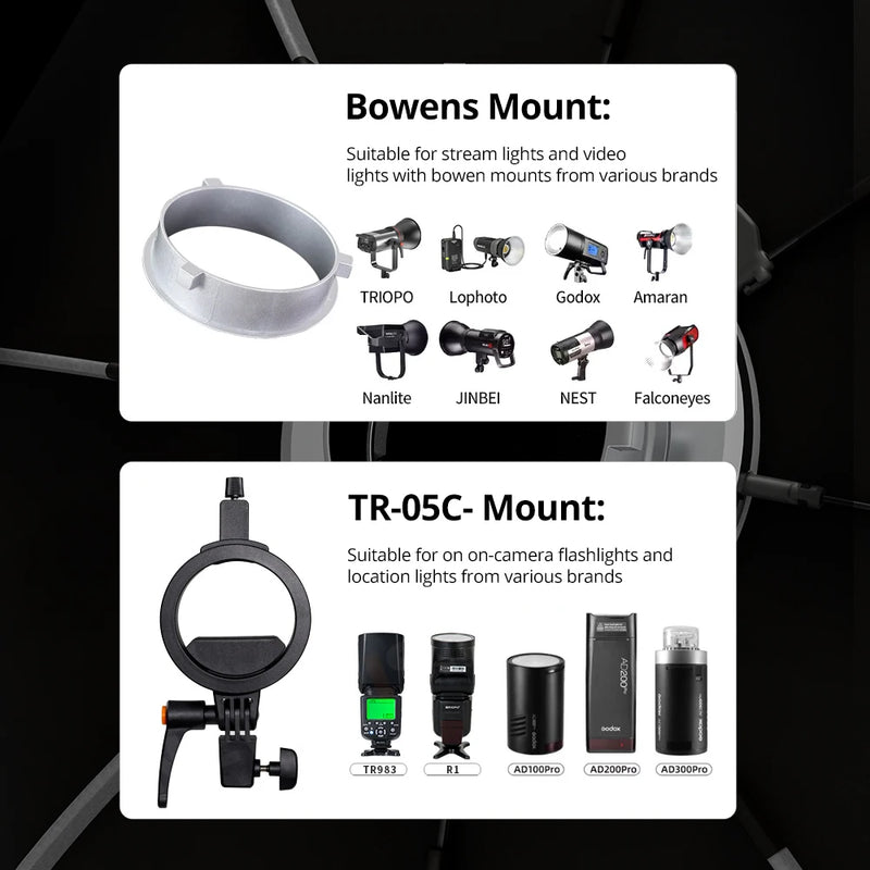 TRIOPO K3 Series 55cm 65cm 90cm 120cm Quick-Setup Octagon Softbox Bowens Mount for Godox Aputure Sokani Studio LED Video Light