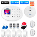 KERUI Home Security Protection WIFI GSM Alarm System Kit Works with Tuya Support Alexa with Door Opening Sensor Motion Detector
