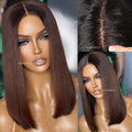 Bob Wig Human Hair Silk Base Full Lace Wig Transparent Silk Top Full Lace Glueless Wigs Blunt Bob Cut Wigs 18inch 180% Density