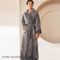 Large Size Flannel Men's Long Robe Kimono Gown Winter Thicken Sleepwear Loungewear Loose Coral Fleece Couple Pajama Home Clothes