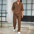 Commuter Suit Casual Shirt Solid Color Short Sleeve Pants | SAMAG