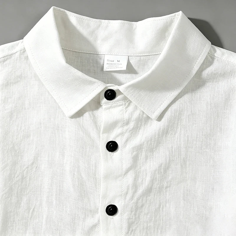 Men Linen Two Piece Outfit Short Sleeve Lapel Button | SAMAG