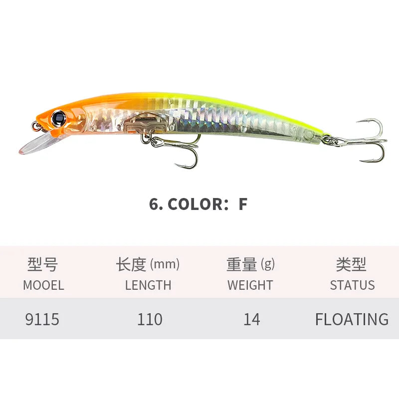 110MM 14G Minnow Fishing Lures 3D Crystal Floating - View 9 | SAMAG