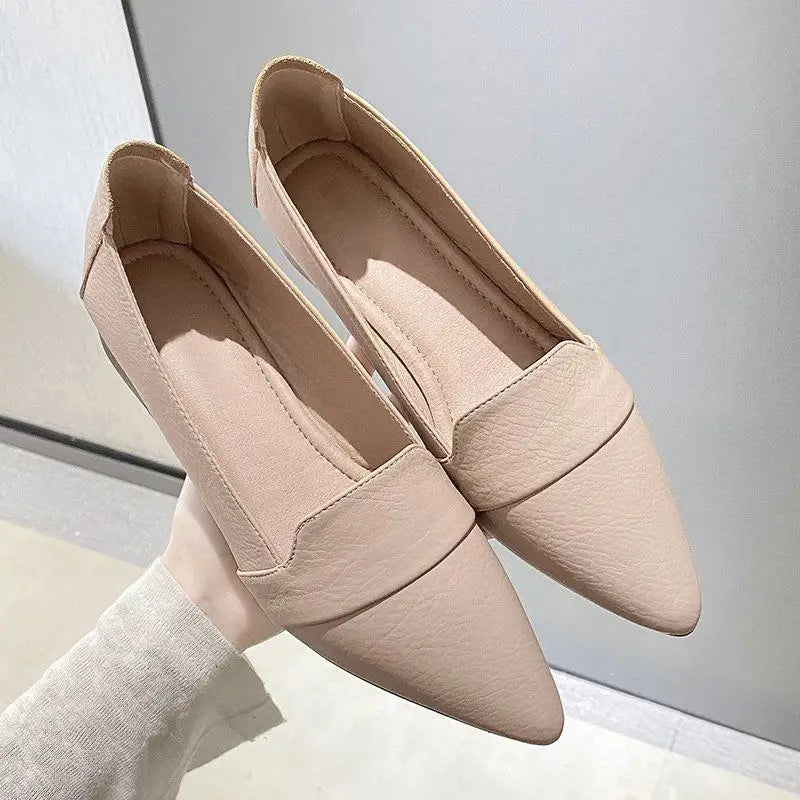 Loafers Ladies Summer Footwear Office Shoes for Women 2025 Pointed Toe Low Heel Elegant A Korean Style High Quality Shoe Spring