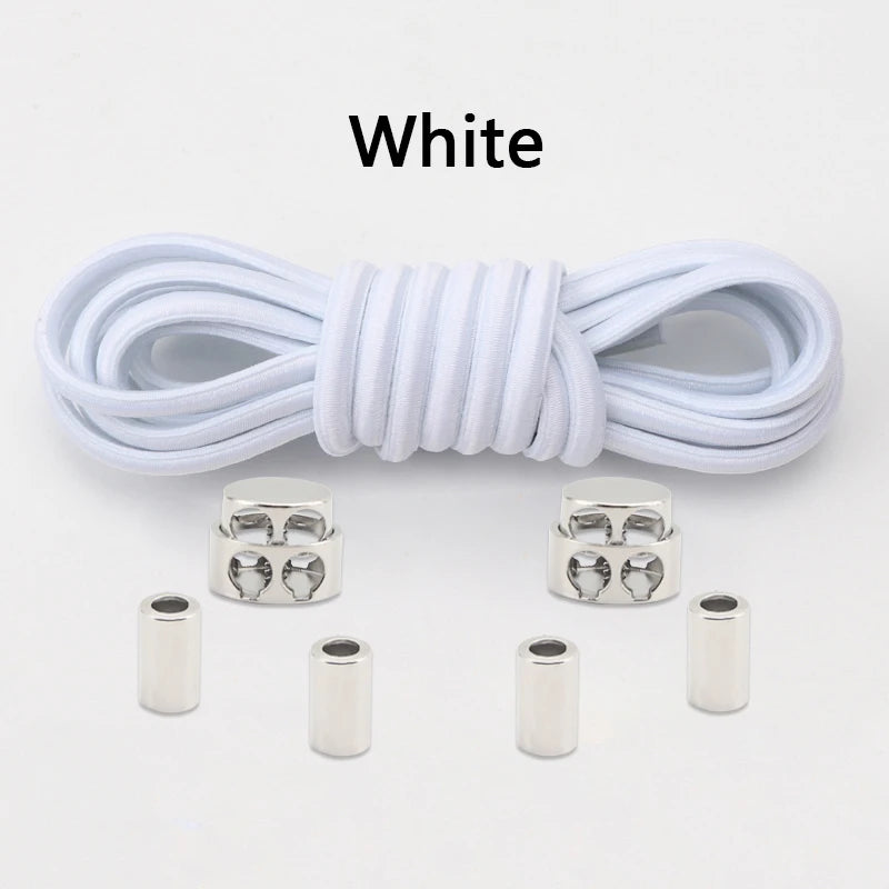 Oval Elastic Shoelace Metal Buckle Laces Unisex Quick-On/Off Shoelaces for Sneakers and Boots 1Pair/2Pair