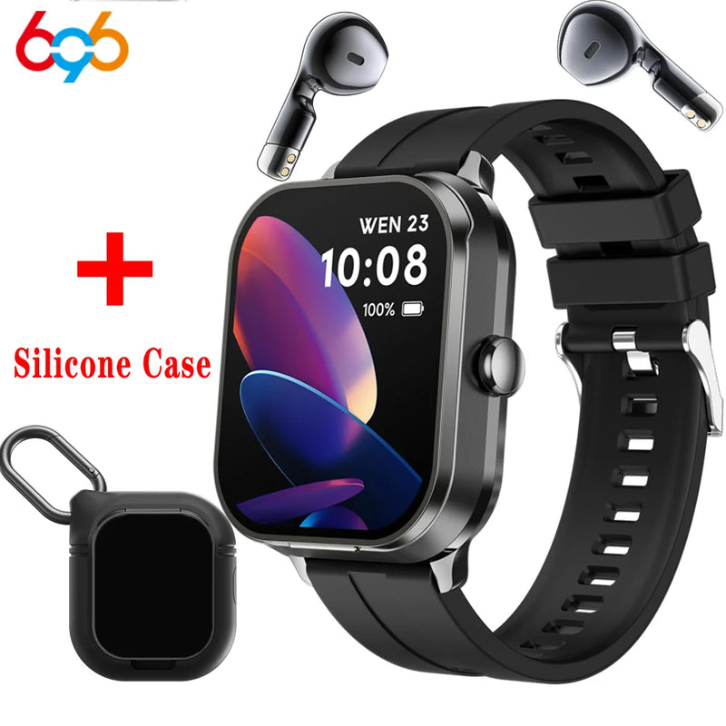 BT Call Blue Tooth Headphones Watches 2.01" Headset 2 in 1 Smart Watch Heart Rate Sport Fitness Bracelet TWS Earphone Smartwatch