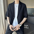 Korean Style Plus Size Men's 3 Piece Suit Set Short Sleeve Blazer Summer Lightweight Comfortable