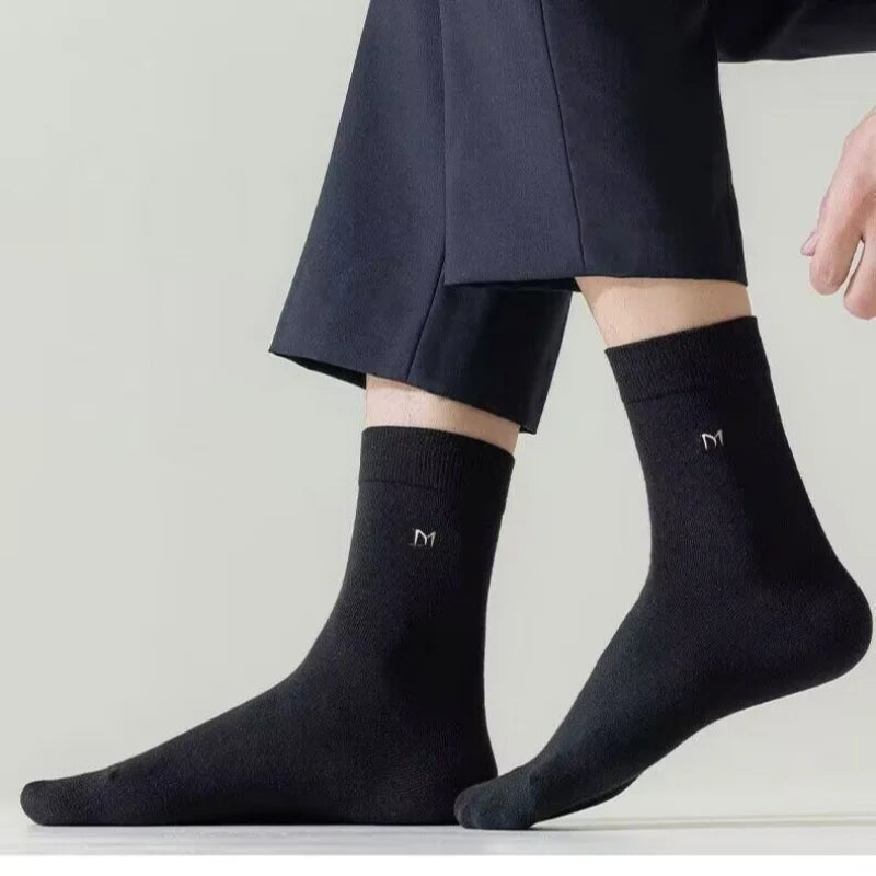 5 Pairs Men's Solid Color Mid Tube Socks Antibacterial | SAMAG