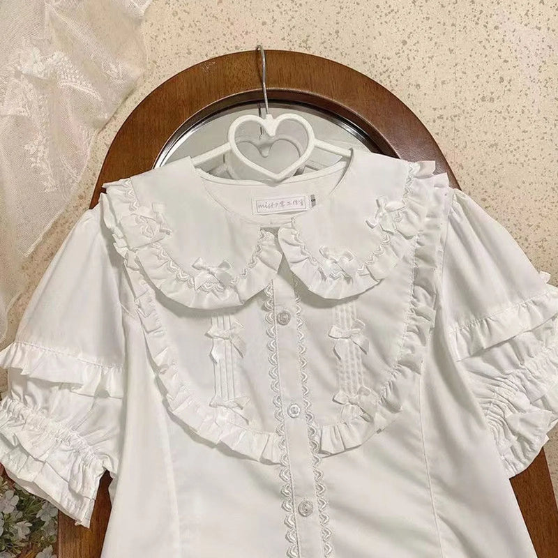 Japanese Lolita Style Lace Ruffles Blouses Summer Women - View 14 | SAMAG