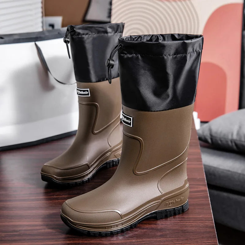 36-47 Size Wear-resistant Thick-soled Rain Boots Men's Outdoor Fishing Shoes Work Boots Non-slip Waterproof Men's Rubber Shoes