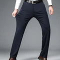 Winter Fleece Warm Business Formal Pants Men Classic Work Office Grey Elastic Waist Suit Thicked Thermal Trousers Plus