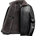 Add Fleece and Thickening Winter Dad Leather Jacket for Middle-aged Grandpa Fur Collar Middle-aged Men's Coat for Warmth