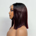 250% Density Bob Straight Human Hair 2X6 Transparent Lace Closure Frontal Human Hair Wigs 100% Human Hair Ginger 99J Colored Wig
