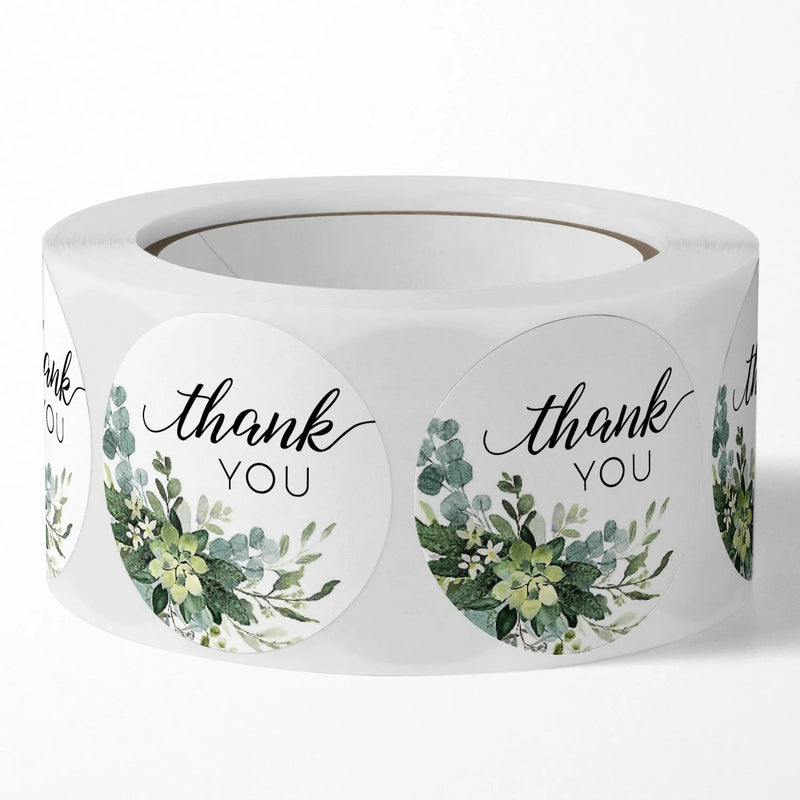 /roll 1 inch Green Floral Thank You Stickers for Gift - View 3 | SAMAG