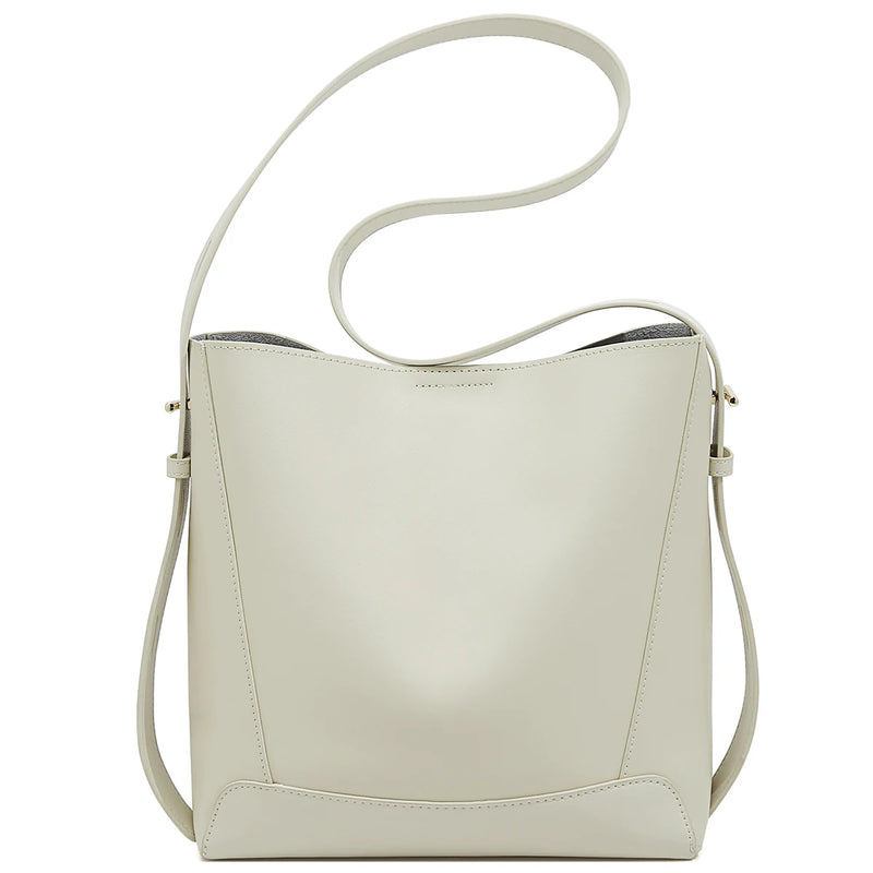 FOXER Lady Women Hobo Bucket Bag Split Leather Fashion Shoulder Bags Large Capacity Handbag Wide Adjustable Strap Female Bags