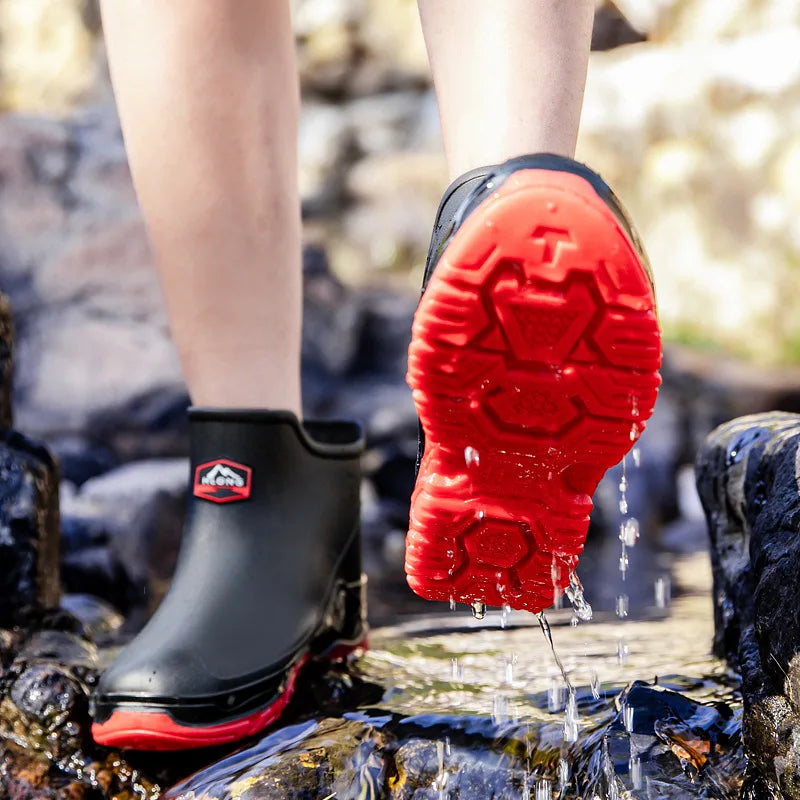 Short Rain Boots Men Fashionable New Rain Boots Work Fishing Waterproof Water Shoes Outdoor Non-slip Rubber Shoes Wear-resistant