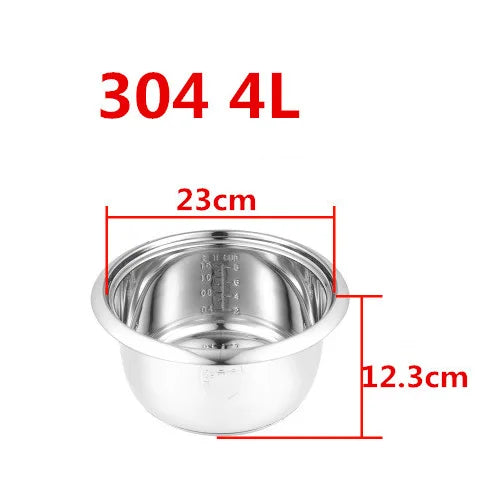Rice Cooker Liner General Food Stainless Steel Uncoated Thickened 2L3L4L5L6L8L Rice Cooker Inner Pot