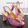 New Arrive Peep Toe Heels Bigger Size for Women 2026 Elegant Party Pink Color Diamond Pumps Italian Shoes and Bags Matching Set