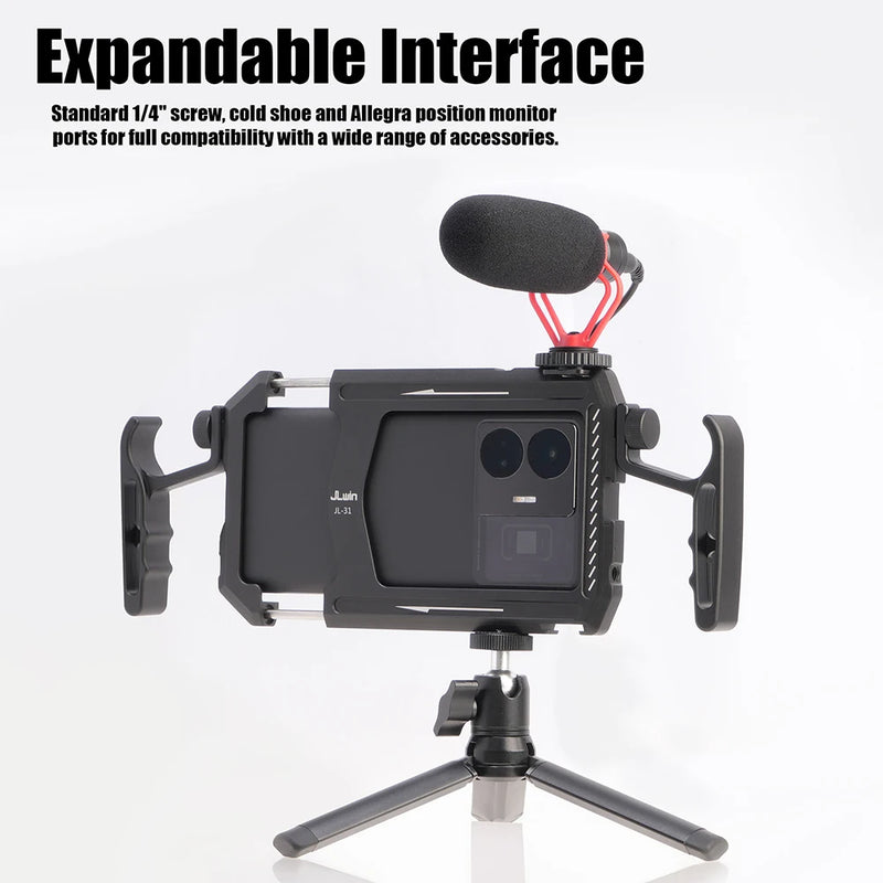 FOTGA Universal Smartphone Metal Cage Video Rig Handles Stabilizer Vlogging Live Broadcast Mobile Phone Bracket Kit Videomaker