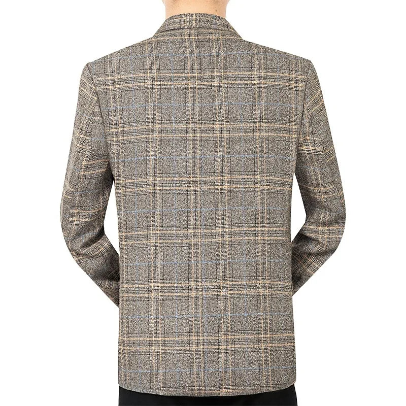 New Fashion Men Plaid Blazers Jackets Man Business Casual Suits Coats High Quality Male Slim Fit Blazers Jackets Coats 4XL