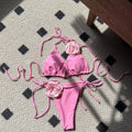 Sexy 3D flower bikinis sets triangle two pieces rose | SAMAG