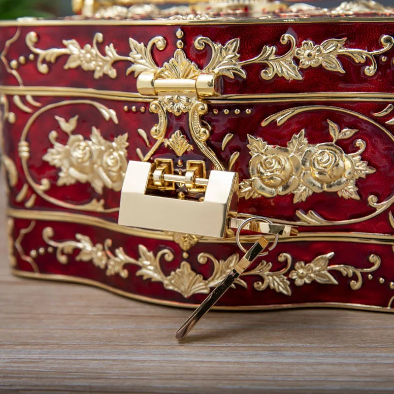 Multi-functional Storage Case with Mirror And Locks 3 Layer Large Metal Jewelry Box Women's Day Gifts for Women