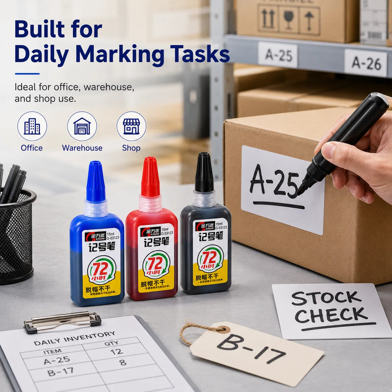 15ml 45mm Oil-Based Marker Refill Ink Cap off Feature Blue Red Black Color up to 72 Hours Durability for Business Supplies