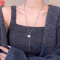 Stainless Steel Long Necklace with Heart Pendant Adjustable Chain Sweater Chain for Women Fashion Jewelry Accessories 2025