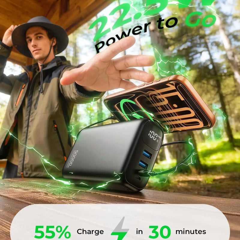 Portable Charger 50000mAh Power Bank - 22.5W Fast Charging External Battery Pack,USB-C Portable Phone Charger for iPhone