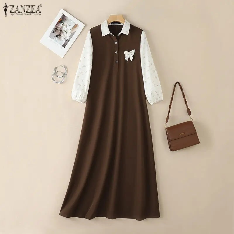 Women's Muslim Modest Fashion Maxi Dress Half Buttons | SAMAG
