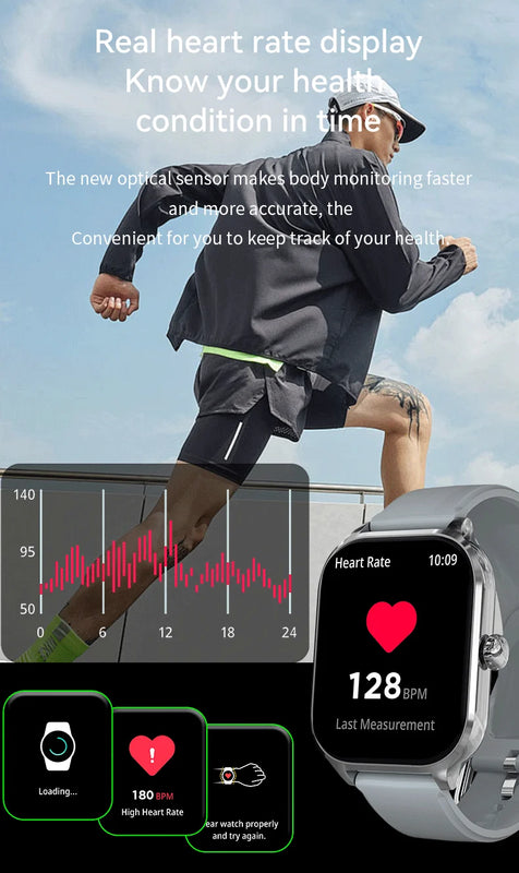 LAXASFIT 2025 New Women's Smart Watch 2.01 Full Touchscreen Bluetooth Call Heart Rate Monitor Sports Men's Smartwatch