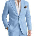 Men's 2 Pieces Linen Suits Casual Lightweight Summer Beach Groom Wedding Suit Linen Blazer Pants Set