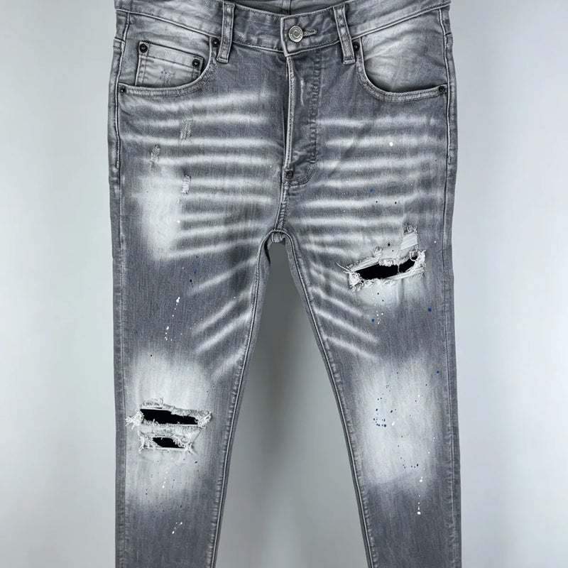 6060 Four Seasons New Men's Washed Ripped Patch Old | SAMAG
