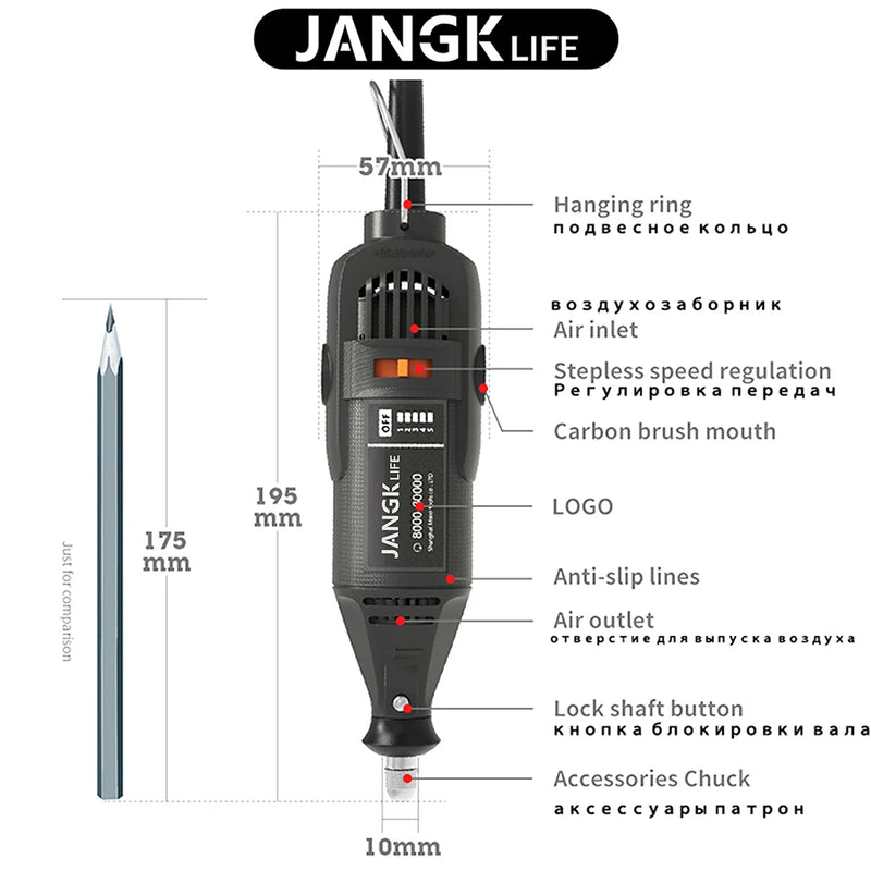 JANGKLIFE 110V 220V Power Tools Electric Mini Drill Die Grinder Engraver Polisher with Rotary Set Kit For - View 2 | SAMAG